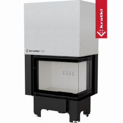 Топка Kratki PRO VNP/700/480 угловое стекло справа, гильотина (Белая футеровка)