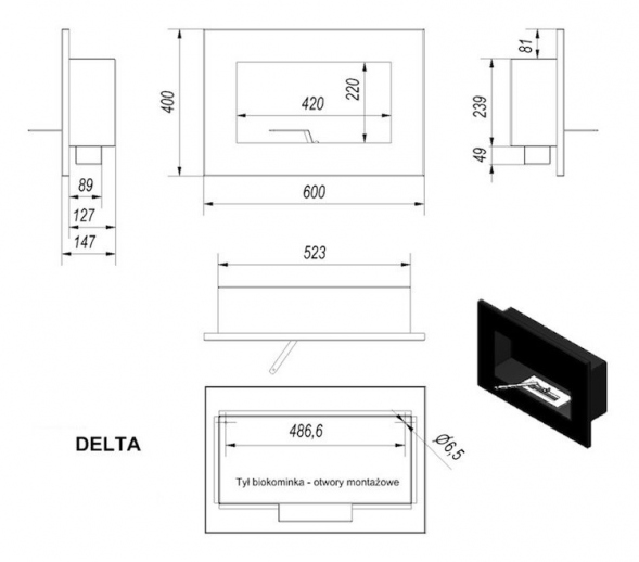 Биокамин Delta Horizontal (400x600)